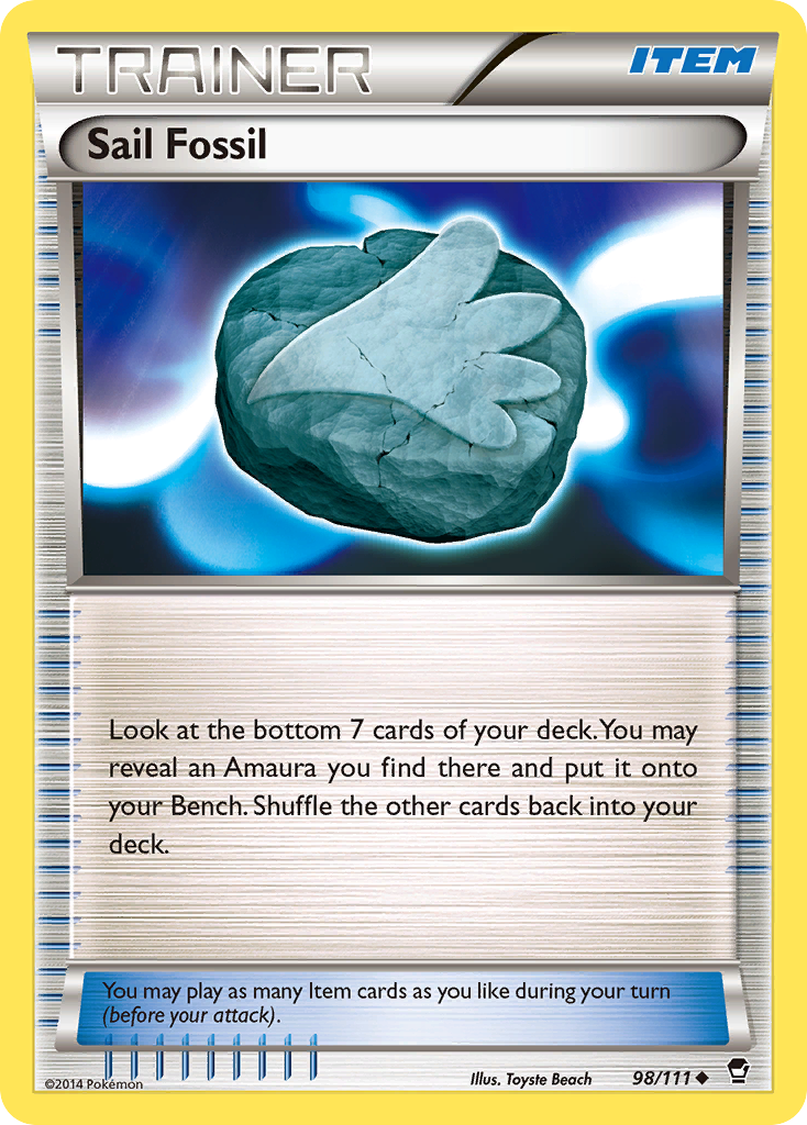 Sail Fossil Pokémon card, Furious Fists, FFI #98