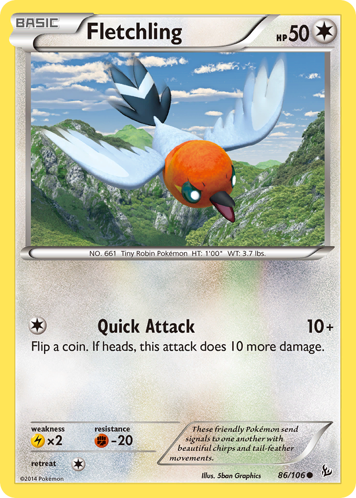 Fletchling Pokémon card, Flashfire, FLF #86