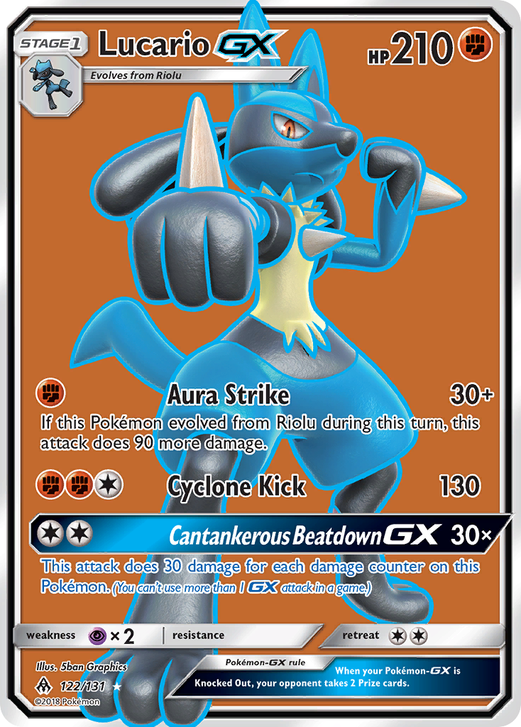 Lucario-GX Pokémon card, Forbidden Light, FLI #122