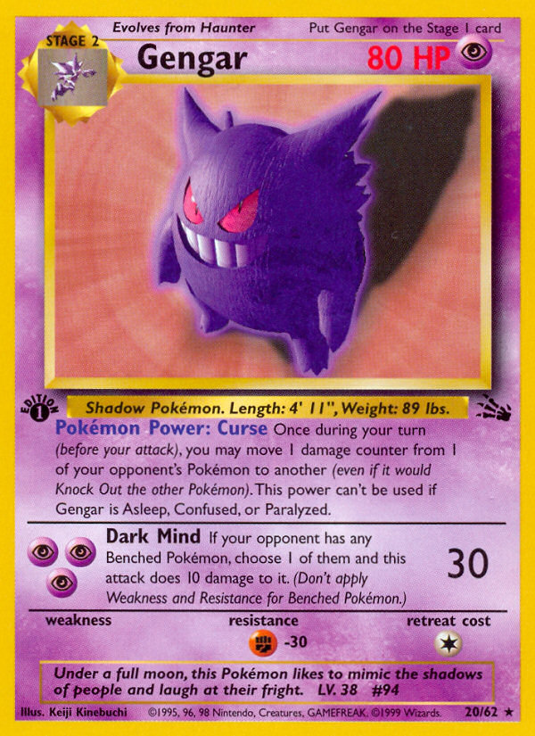 Gengar Pokémon kartı, Fossil, FO #20