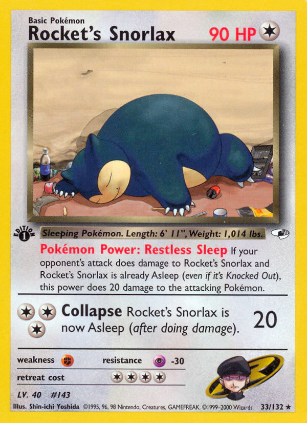Rocket's Snorlax Pokémon kartı, Gym Heroes, G1 #33
