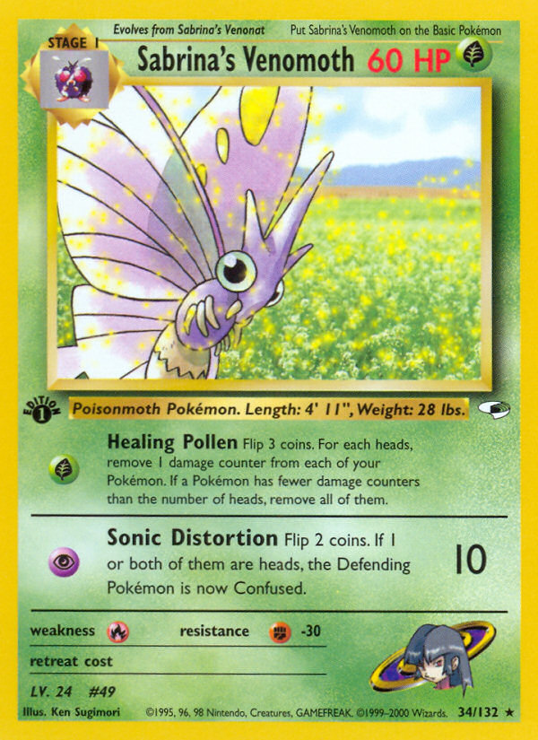 Sabrina's Venomoth Pokémon kartı, Gym Heroes, G1 #34