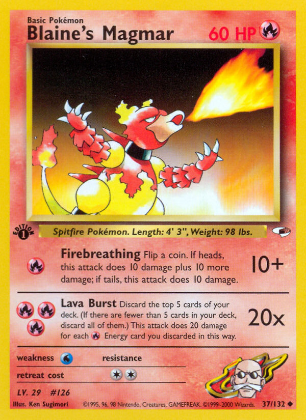 Blaine's Magmar Pokémon kartı, Gym Heroes, G1 #37