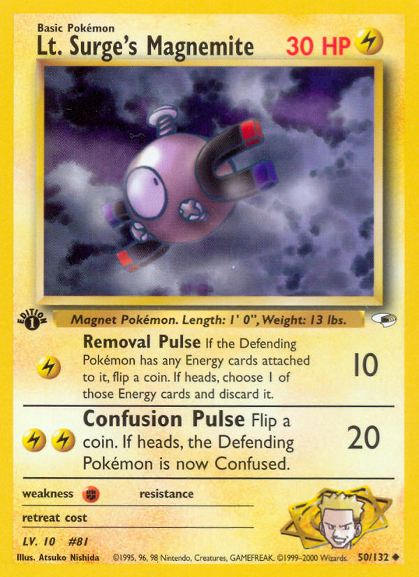Lt. Surge's Magnemite Pokémon kartı, Gym Heroes, G1 #50