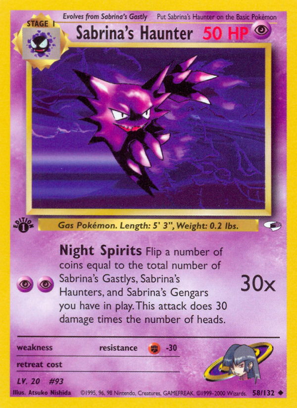 Sabrina's Haunter Pokémon card, Gym Heroes, G1 #58