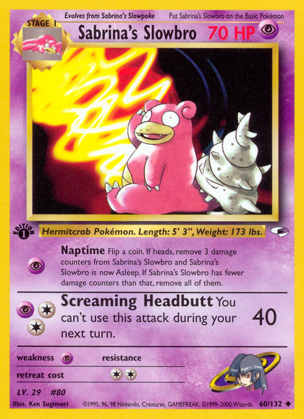 Sabrina's Slowbro Pokémon card, Gym Heroes, G1 #60