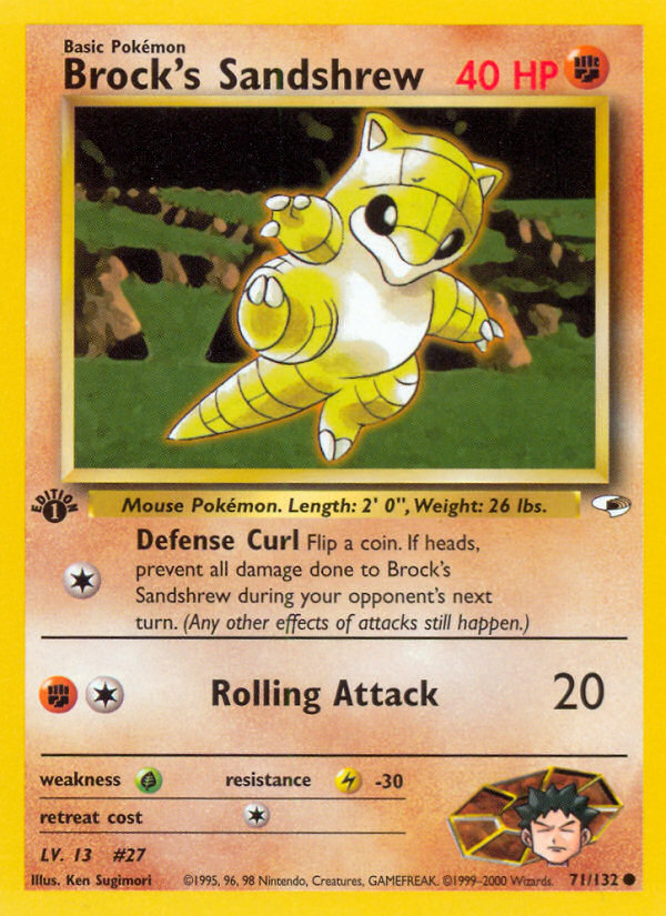 Brock's Sandshrew Pokémon card, Gym Heroes, G1 #71