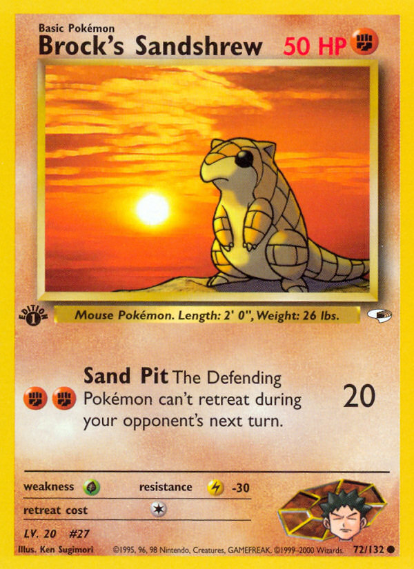 Brock's Sandshrew Pokémon card, Gym Heroes, G1 #72