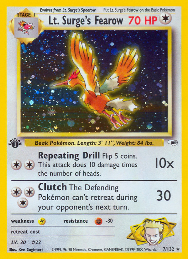 Lt. Surge's Fearow Pokémon kartı, Gym Heroes, G1 #7