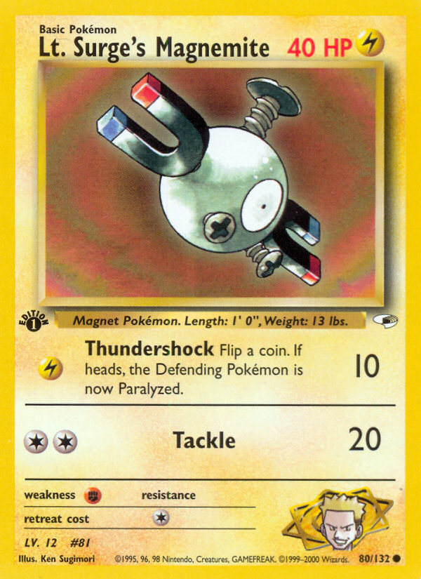 Lt. Surge's Magnemite Pokémon kartı, Gym Heroes, G1 #80