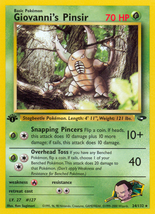 Giovanni's Pinsir Pokémon card, Gym Challenge, G2 #24