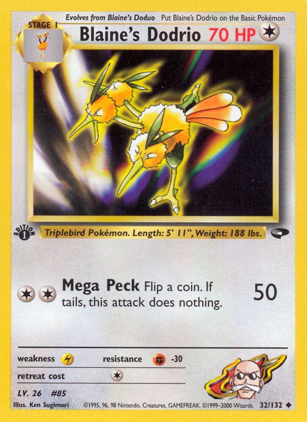 Blaine's Dodrio Pokémon card, Gym Challenge, G2 #32