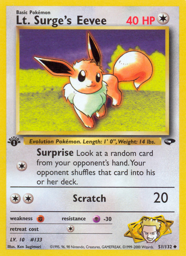 Lt. Surge's Eevee Pokémon card, Gym Challenge, G2 #51