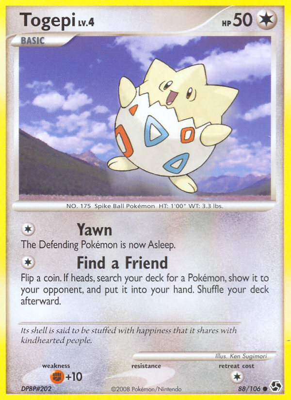 Togepi Pokémon card, Great Encounters, GE #88