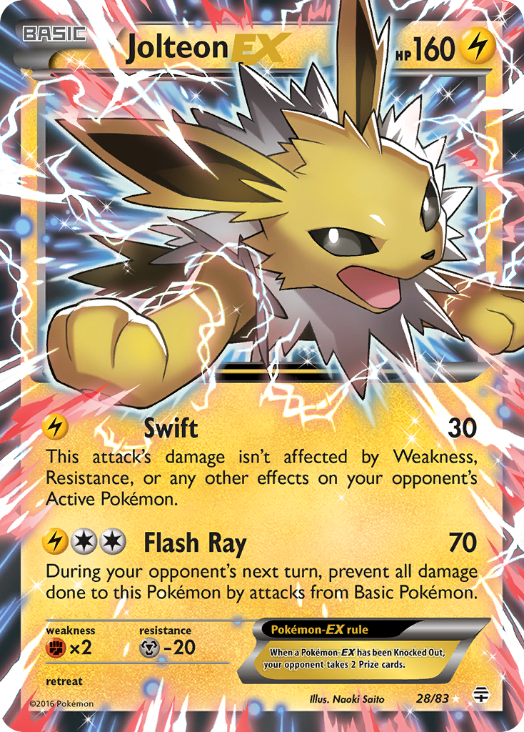 Jolteon-EX Pokémon card, Generations, GEN #28