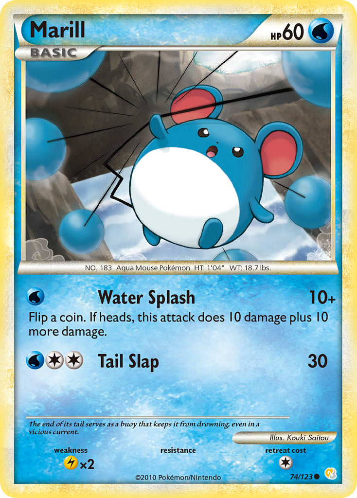 Marill Pokémon kartı, HeartGold & SoulSilver, HS #74
