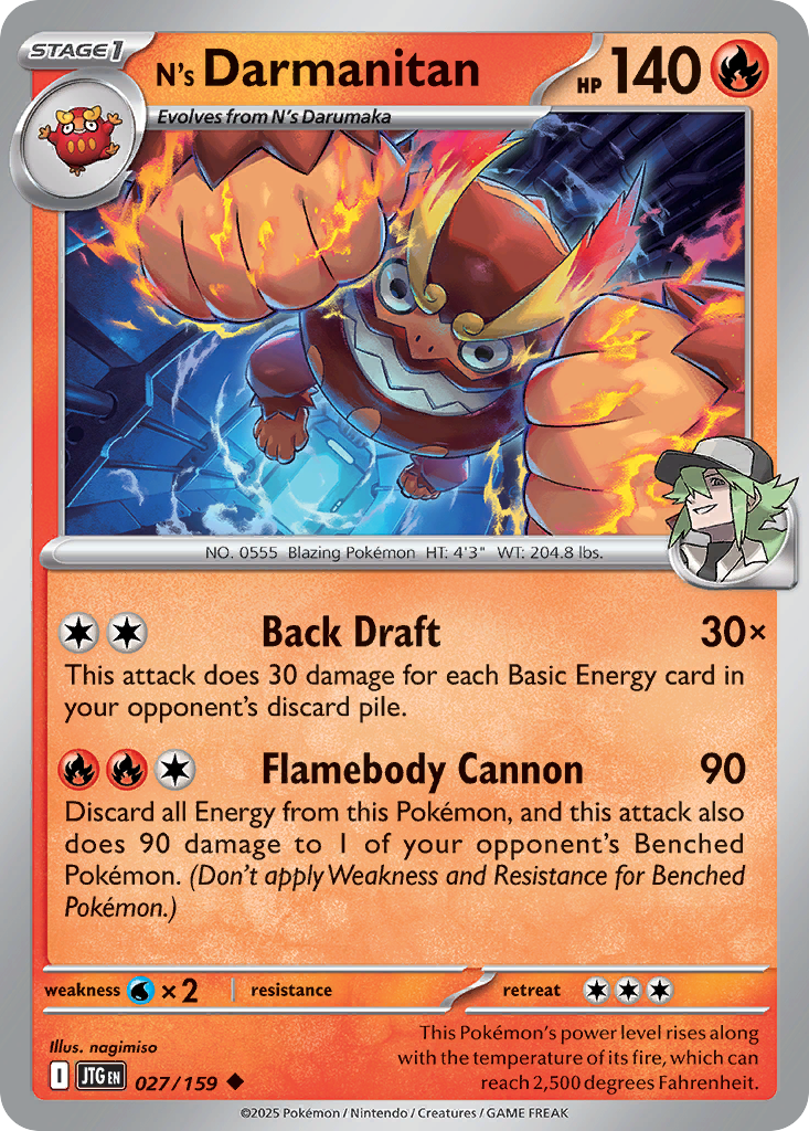 N's Darmanitan Pokémon card, Journey Together, JTG #27