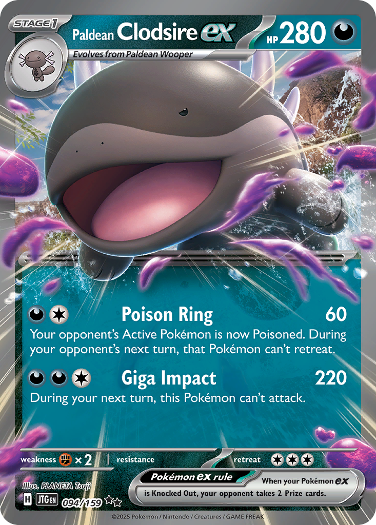 Paldean Clodsire ex Pokémon kartı, Journey Together, JTG #94