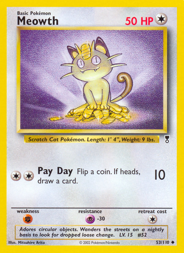 Meowth Pokémon card, Legendary Collection, LC #53