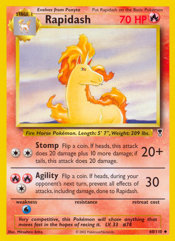 Rapidash Pokémon card, Legendary Collection, LC #60