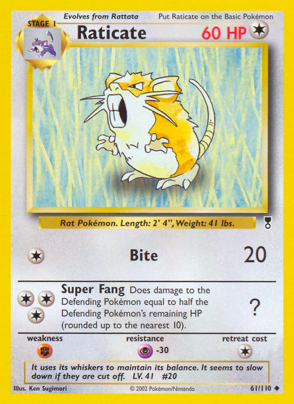Raticate Pokémon card, Legendary Collection, LC #61