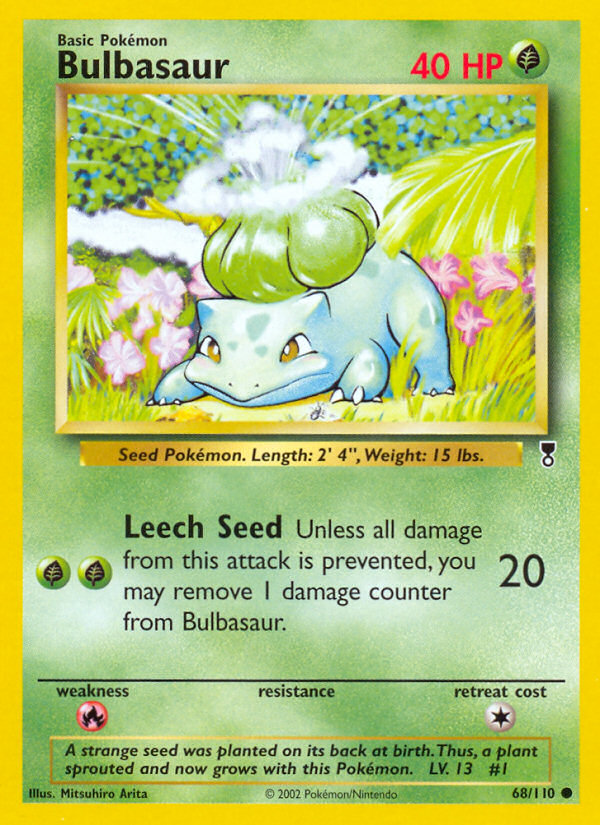 Bulbasaur Pokémon card, Legendary Collection, LC #68