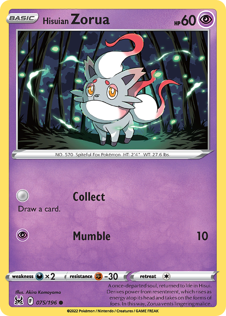 Hisuian Zorua Pokémon kartı, Lost Origin Trainer Gallery, LOR #75