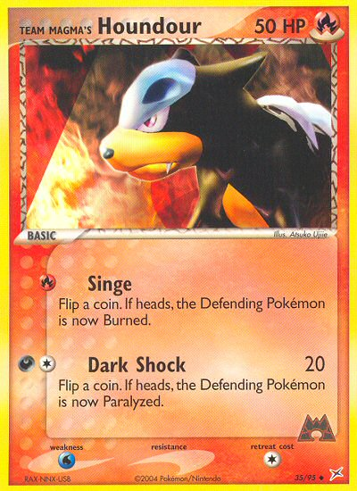 Team Magma's Houndour Pokémon card, Team Magma vs Team Aqua, MA #35