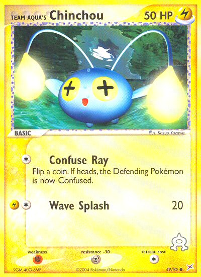 Team Aqua's Chinchou Pokémon card, Team Magma vs Team Aqua, MA #49