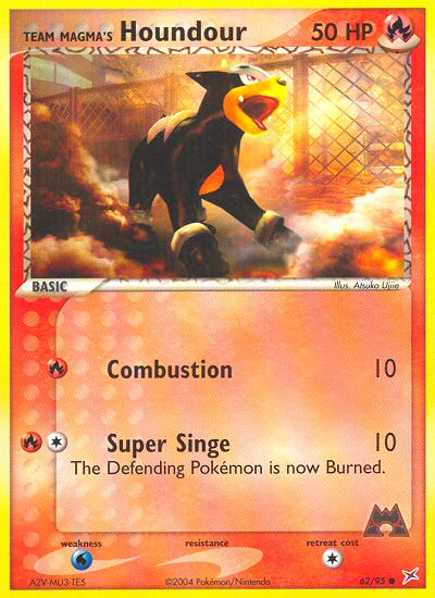 Team Magma's Houndour Pokémon card, Team Magma vs Team Aqua, MA #62