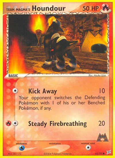 Team Magma's Houndour Pokémon card, Team Magma vs Team Aqua, MA #63