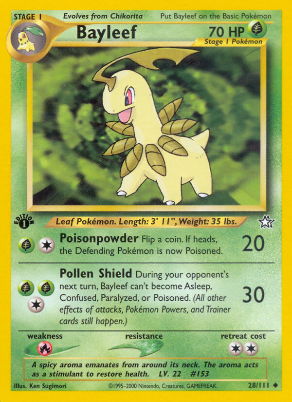 Bayleef Pokémon kartı, Neo Genesis, N1 #28