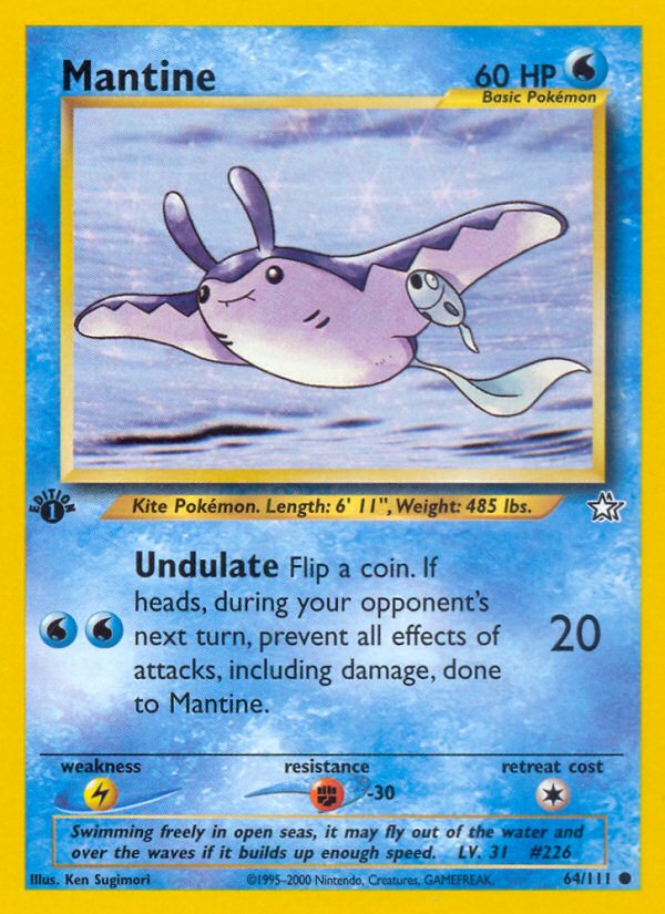 Mantine Pokémon card, Neo Genesis, N1 #64