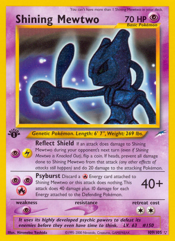 Shining Mewtwo Pokémon card, Neo Destiny, N4 #109