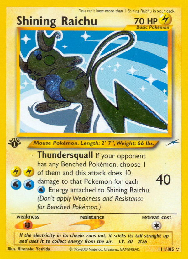 Shining Raichu Pokémon card, Neo Destiny, N4 #111