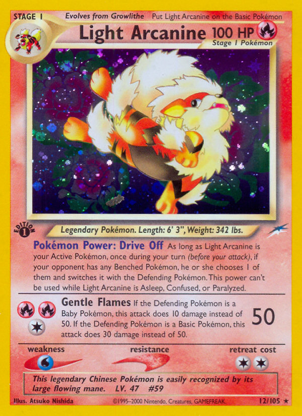 Light Arcanine Pokémon card, Neo Destiny, N4 #12