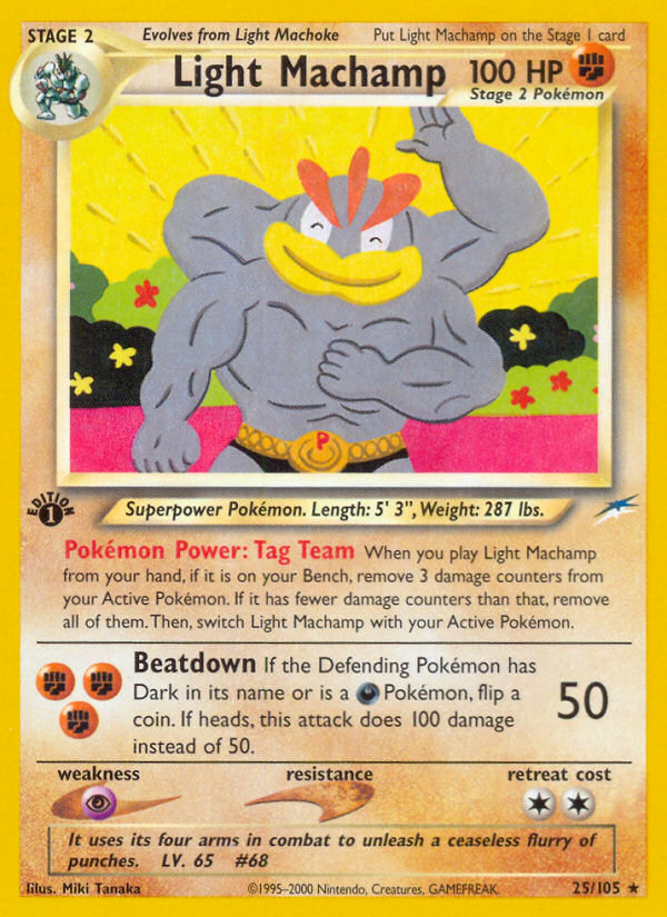 Light Machamp Pokémon card, Neo Destiny, N4 #25