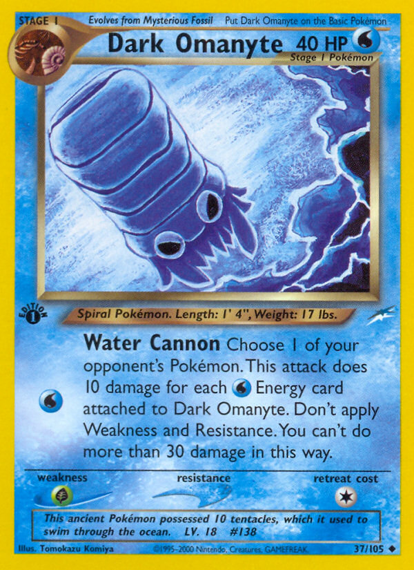Dark Omanyte Pokémon card, Neo Destiny, N4 #37