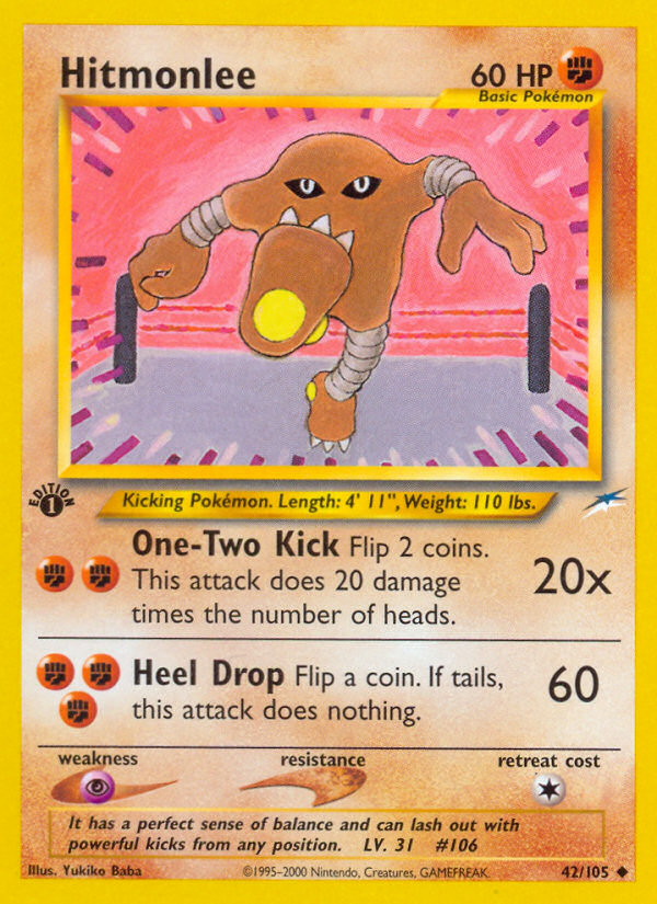 Hitmonlee Pokémon card, Neo Destiny, N4 #42