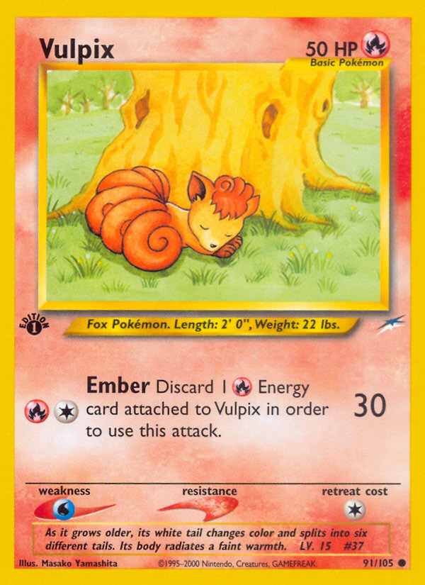 Vulpix Pokémon card, Neo Destiny, N4 #91