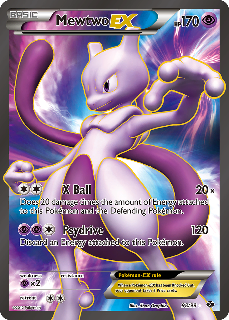 Mewtwo-EX Pokémon card, Next Destinies, NXD #98