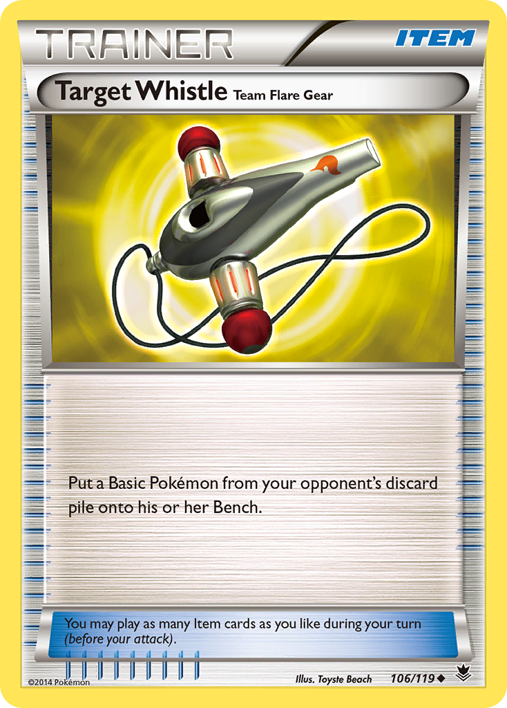 Target Whistle Team Flare Gear Pokémon card, Phantom Forces, PHF #106