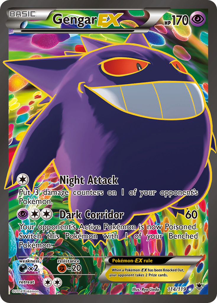 Gengar-EX Pokémon card, Phantom Forces, PHF #114