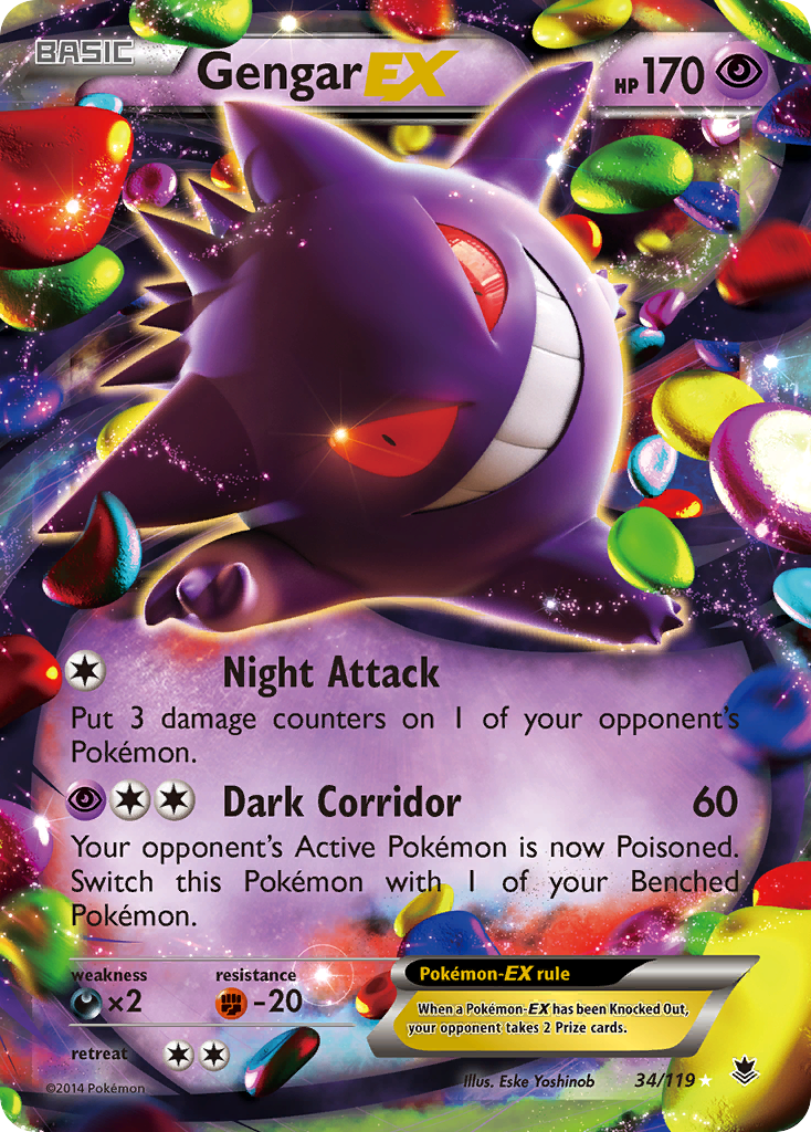 Gengar-EX Pokémon card, Phantom Forces, PHF #34