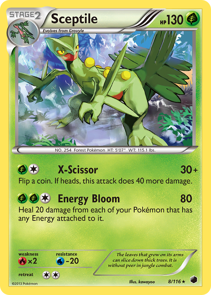 Sceptile Pokémon card, Plasma Freeze, PLF #8