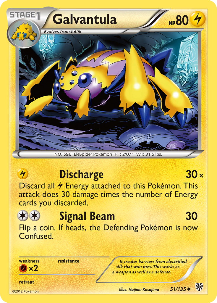 Galvantula Pokémon card, Plasma Storm, PLS #51