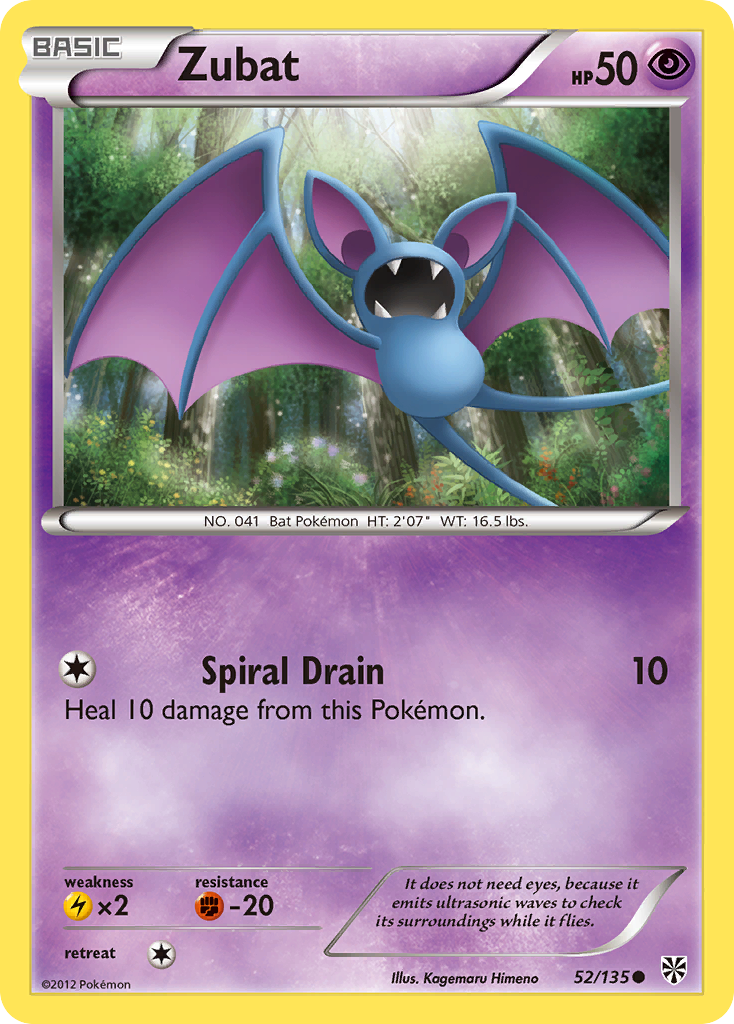 Zubat Pokémon card, Plasma Storm, PLS #52