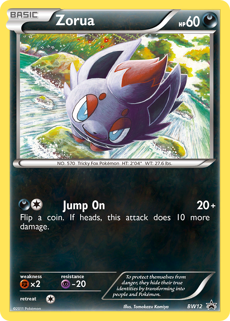 Zorua Pokémon card, BW Black Star Promos, PR-BLW #BW12