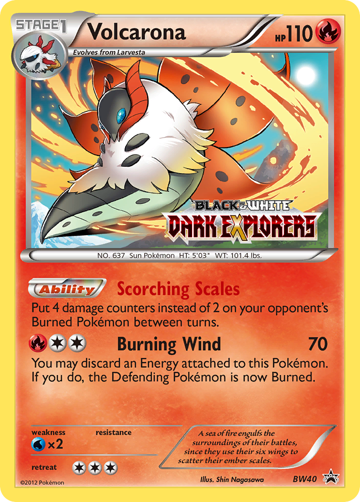 Volcarona Pokémon card, BW Black Star Promos, PR-BLW #BW40