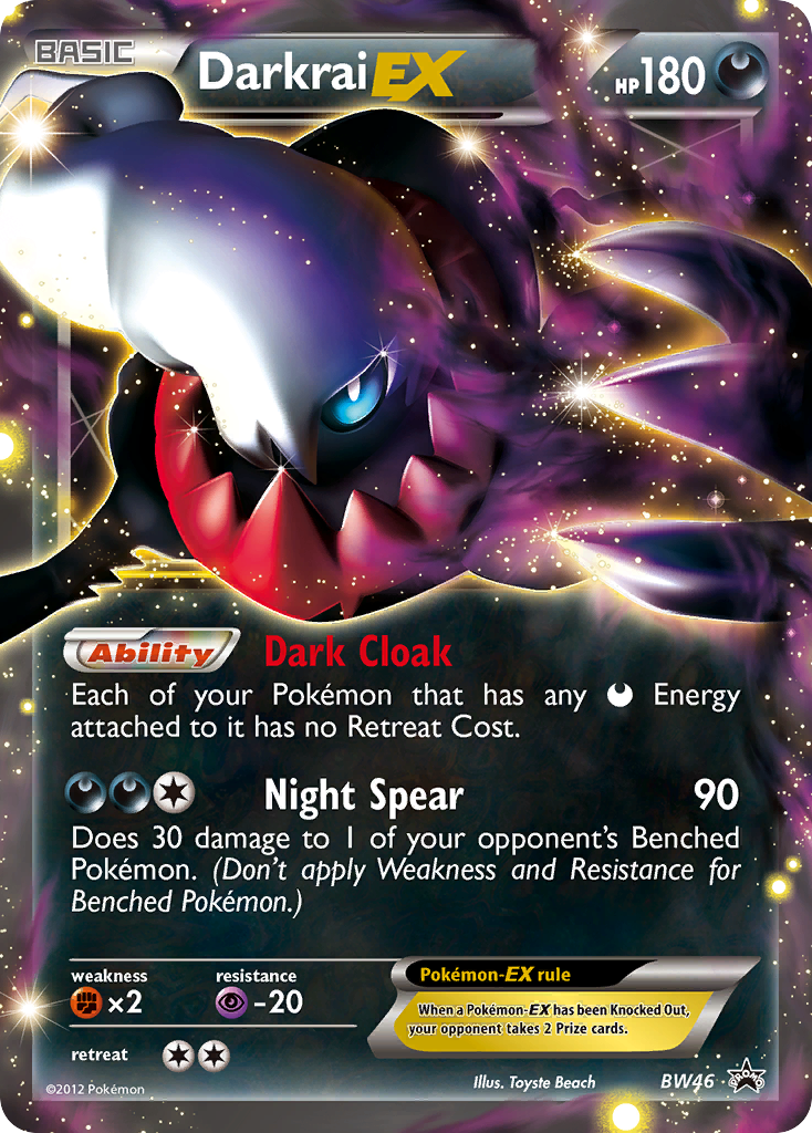 Darkrai-EX Pokémon card, BW Black Star Promos, PR-BLW #BW46
